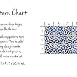 Azulejo Portuguese Tiles, Traditional Tile Decal, Pack Of 24, Lisbon Decor, Backsplash Oriental, Arabesque, Removable #15T - thumbnail 2