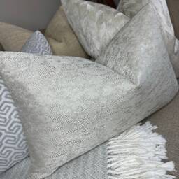 "Zara Luxury Textured Cushion Cover, Pillow Throw Cover- Beige Champagne Ivory Designer Fabric Double Sided - Size 12"" X 20" - thumbnail 1