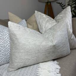 "Zara Luxury Textured Cushion Cover, Pillow Throw Cover- Beige Champagne Ivory Designer Fabric Double Sided - Size 12"" X 20" - thumbnail 2