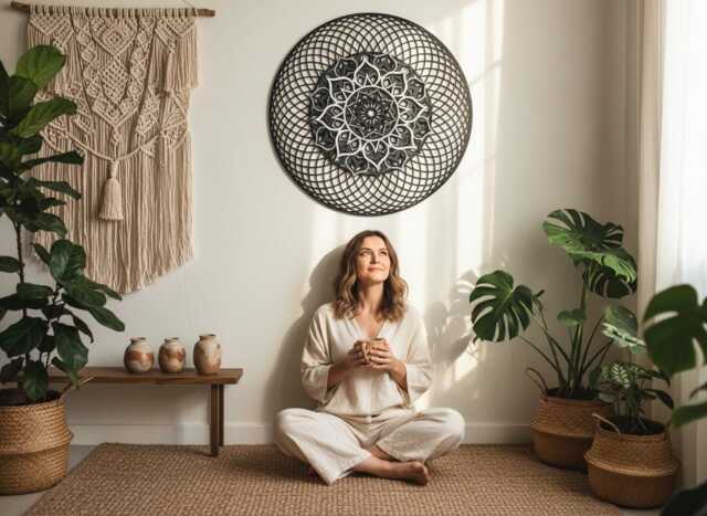 Multilayer Wood Torus Mandala, Geometric Wall Art, White Black Mandala - image 1