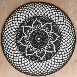 Multilayer Wood Torus Mandala, Geometric Wall Art, White Black Mandala - thumbnail 2