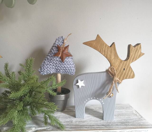Reindeer Christmas Decoration, Wooden Gift, Rudolph Rustic Decor, Hygge Home - image 1