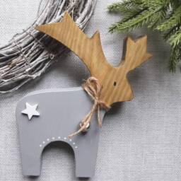 Reindeer Christmas Decoration, Wooden Gift, Rudolph Rustic Decor, Hygge Home - thumbnail 2