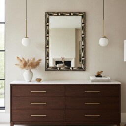 Rectangular Moroccan Mirror, Cow Bone Frame Vanity Wall Mirror - thumbnail 2