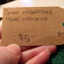Green Embellished Hand Towel - thumbnail 2
