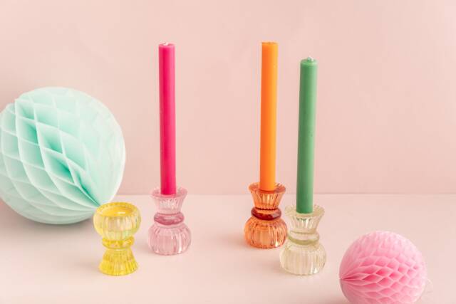 Reversible Glass Candle Holder - Tealight Stick Tea Light Summer Wedding Table Decorations Outdoor Birthday Party - image 1