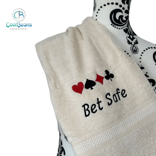 Playing Cards Towel - Personalised Face Cloth/Hand Bath = Embroidered - image 1