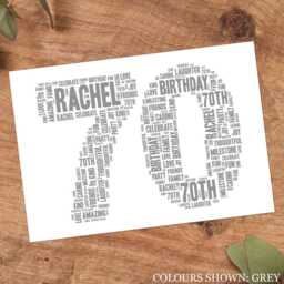 Personalised 70Th Word Art Print, Custom Wall Framed Picture Birthday Gift, For Him, Her, Men, Women, Husband, Wife Nl - thumbnail 3