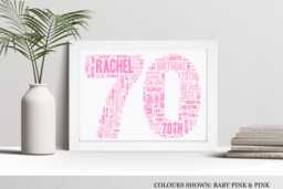 Personalised 70Th Word Art Print, Custom Wall Framed Picture Birthday Gift, For Him, Her, Men, Women, Husband, Wife Nl - thumbnail 1