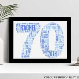 Personalised 70Th Word Art Print, Custom Wall Framed Picture Birthday Gift, For Him, Her, Men, Women, Husband, Wife Nl - thumbnail 2