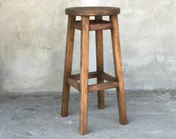 Rustic Elegance Wooden Bar Stool With Round Seat Handcrafted Sturdy & Stylish Seating For Bars Kitchens Countertops Vintage Pub Furniture - thumbnail 1