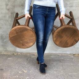 Rustic Elegance Wooden Bar Stool With Round Seat Handcrafted Sturdy & Stylish Seating For Bars Kitchens Countertops Vintage Pub Furniture - thumbnail 2