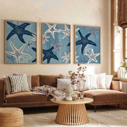 Set Of 3 Starfish Wall Art Prints, Coastal Beach Posters, Nautical Ocean Home Decor - thumbnail 2