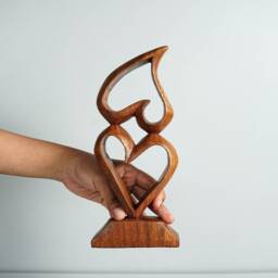 Heart Shape Abstract Statue, Love Modern Art, Wood Carving, Unique Figurine, Home Decoration, Abstract, Wedding Gift - thumbnail 4