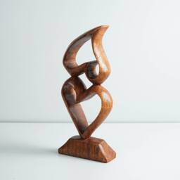 Heart Shape Abstract Statue, Love Modern Art, Wood Carving, Unique Figurine, Home Decoration, Abstract, Wedding Gift - thumbnail 3