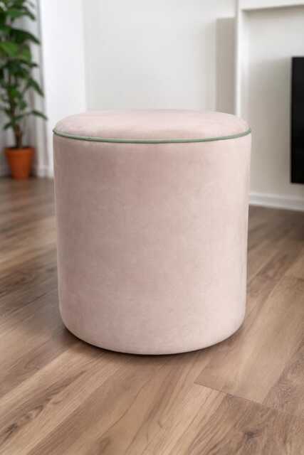 Handmade Abstract Upholstered Pouffe Footstool Bold Modern Ottoman Stool, Colourful Accent Seat - image 1