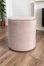 Handmade Abstract Upholstered Pouffe Footstool Bold Modern Ottoman Stool, Colourful Accent Seat - thumbnail 1