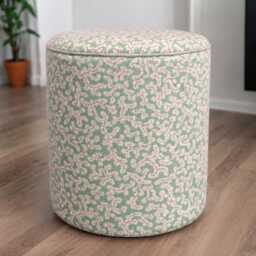 Handmade Abstract Upholstered Pouffe Footstool Bold Modern Ottoman Stool, Colourful Accent Seat - thumbnail 3