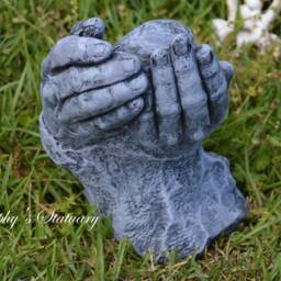 Baby Girl in Hands Solid Concrete Statue Hand Painted Vintage Rustic Style - thumbnail 2