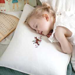 Hand Embroidered Linen Pillowcase White Nursery Decor - thumbnail 3