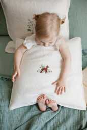 Hand Embroidered Linen Pillowcase White Nursery Decor - thumbnail 1