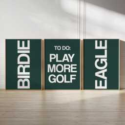 Golf Print Set - 3 Prints - Boys Bedroom Decor Golfer Gift Golfing Poster Lover Unframed Wall Art Minimal Green Artwork - thumbnail 2