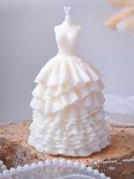 Bridal Dress Candle Eco-Friendly Soy & Beeswax, Handmade Home Decor - thumbnail 1