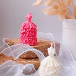 Bridal Dress Candle Eco-Friendly Soy & Beeswax, Handmade Home Decor - thumbnail 2