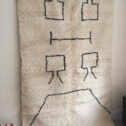 Beni Ourain Rug - Moroccan Handwoven Rug, Pure Wool, Ivory With Black Marks/160 X 226 cm 5.24 7.21 Ft Code 029 - thumbnail 3