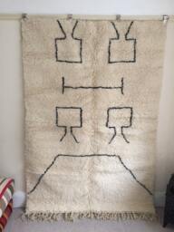 Beni Ourain Rug - Moroccan Handwoven Rug, Pure Wool, Ivory With Black Marks/160 X 226 cm 5.24 7.21 Ft Code 029 - thumbnail 1