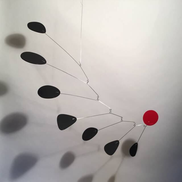Modern Hanging Mobile Art Sculpture, Red & Black Allure Design Kinetic - image 1