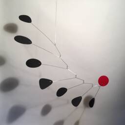 Modern Hanging Mobile Art Sculpture, Red & Black Allure Design Kinetic Home Decor