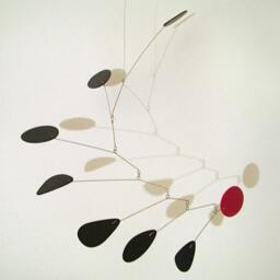 Modern Hanging Mobile Art Sculpture, Red & Black Allure Design Kinetic - thumbnail 2