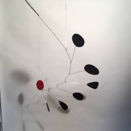 Modern Hanging Mobile Art Sculpture, Red & Black Allure Design Kinetic - thumbnail 4
