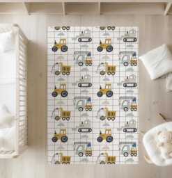 Trucks & Diggers - Grid Rug, Carpet, Kids Decor, Children's Room Decor, Kids Carpet - thumbnail 1