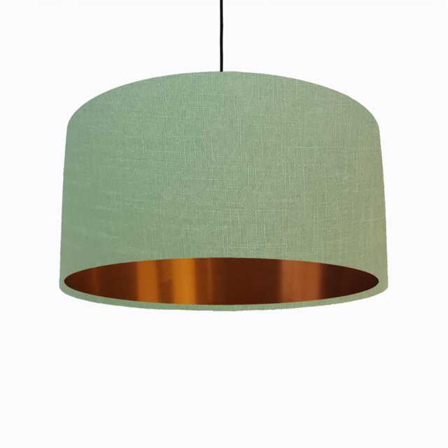 Sage Green Lampshade in Linen With Copper Lining - image 1