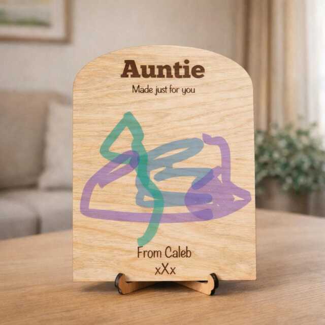 Childrens Drawing Plaque, Kids Art Gift For Uncle, Personalised Painting From Niece, Fathers Day Him, Birthday Idea - image 1