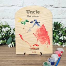 Childrens Drawing Plaque, Kids Art Gift For Uncle, Personalised Painting From Niece, Fathers Day Him, Birthday Idea - thumbnail 2
