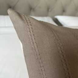 Long Mocha Brown Bolster Pillow Cover Woven Cotton Lumbar Cushion - thumbnail 3