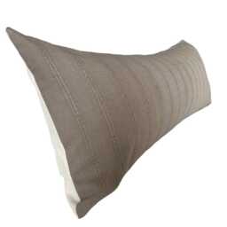 Long Mocha Brown Bolster Pillow Cover Woven Cotton Lumbar Cushion - thumbnail 4