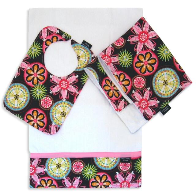 Carnival Bloom Bib, Burp Cloth & Cuddle Blanket Set - image 1
