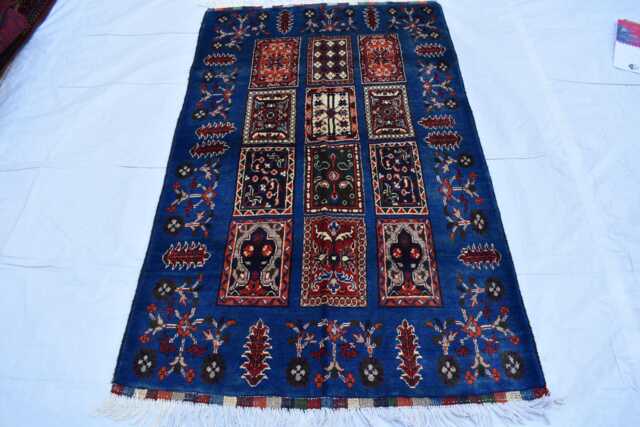 Handmade Navy Blue Afghan Rug Wool Ayni Oriental Carpet - 3.1x5.7 Ft - image 1