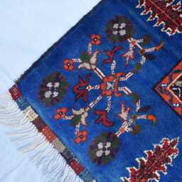Handmade Navy Blue Afghan Rug Wool Ayni Oriental Carpet - 3.1x5.7 Ft - thumbnail 2