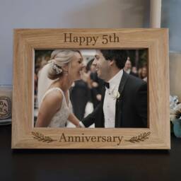 5Th Anniversary Photo Frame - Happy Gift Wedding Wooden - thumbnail 1