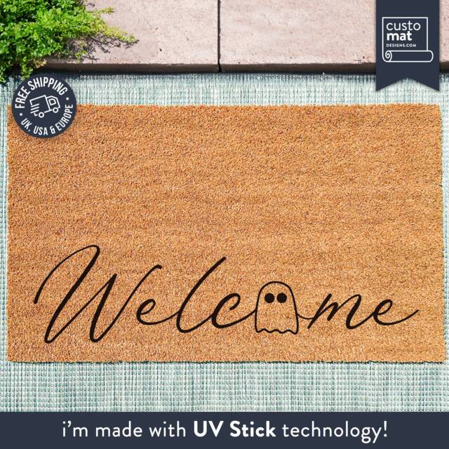 Welcome Ghost Doormat - Come On in Mat Awesome Halloween Themed Door Personalized Cute - image 1