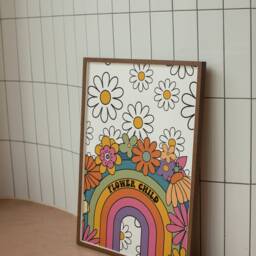 Retro Floral Print 1970S Rainbow Flower Child Art - thumbnail 2