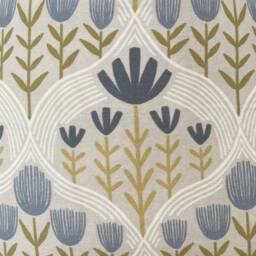 Floral Pillow Cover Beige, Blue-Gray & Olive Designer Fabric - thumbnail 2