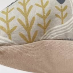 Floral Pillow Cover Beige, Blue-Gray & Olive Designer Fabric - thumbnail 3