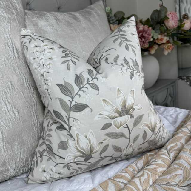 Laura Ashley Floral Cushion Cover Handmade Throw Pillow Cover, Countryside Decorative Case For Sofa - Bed, Natural Beige Home Decor - image 1