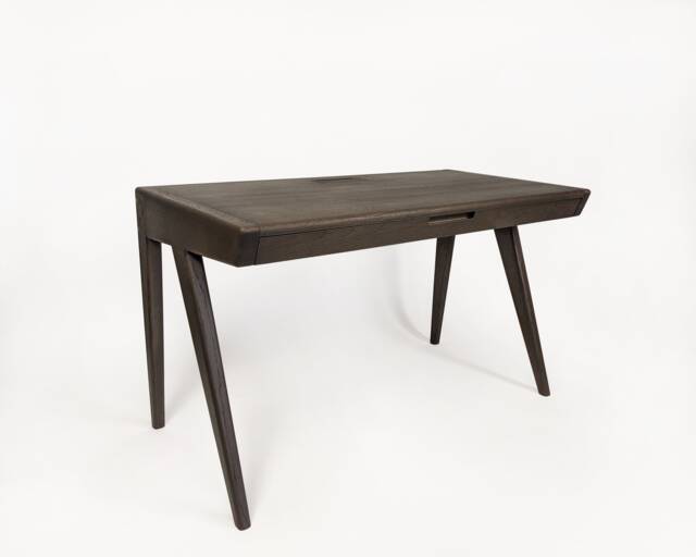 Solid Oak Wood Desk - Minimalist Home Office Table With Drawer, Durable Wooden Workspace - image 1